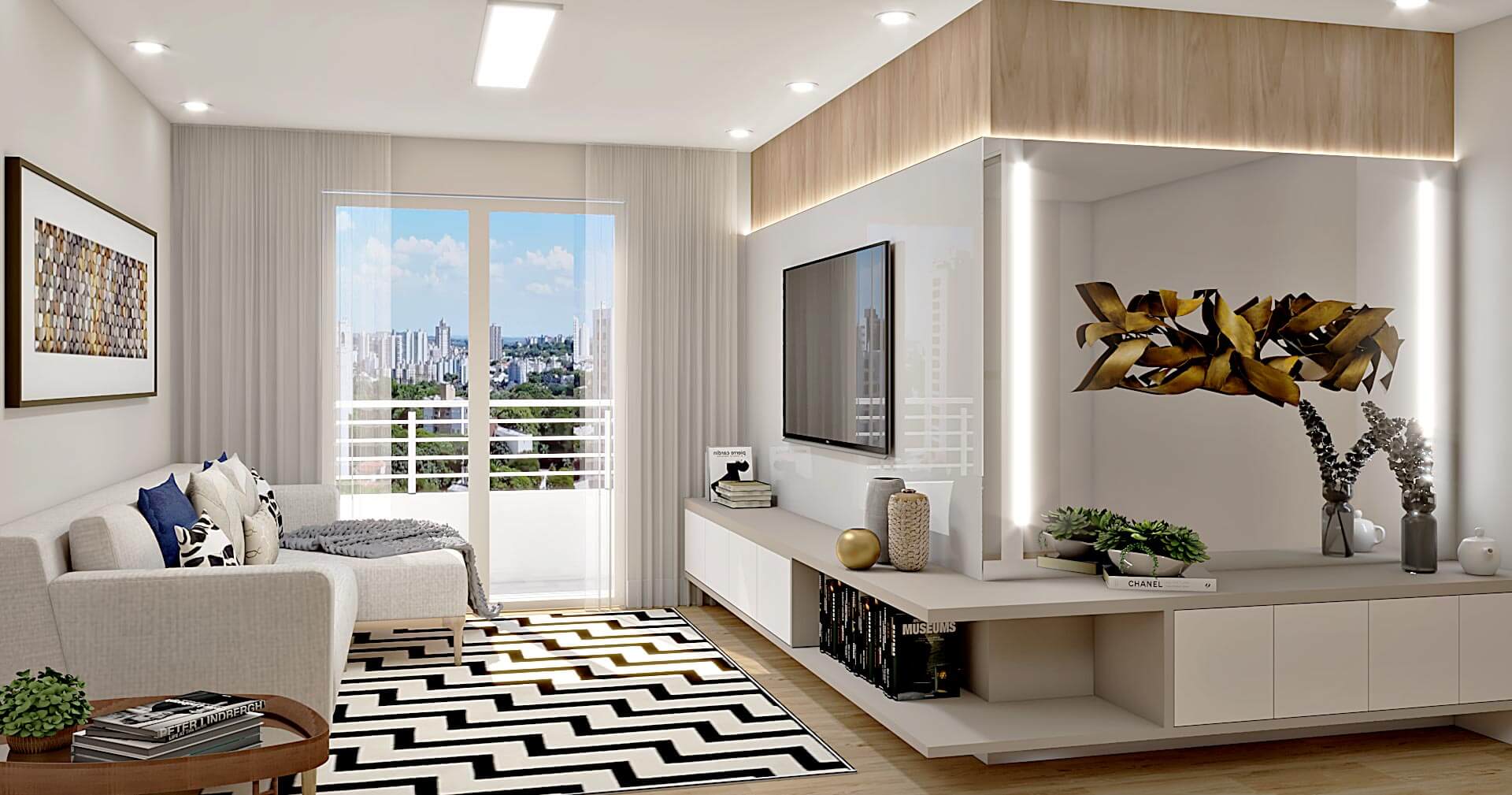 HS Tressoldi Residencial Flora Fundo Sala de Estar